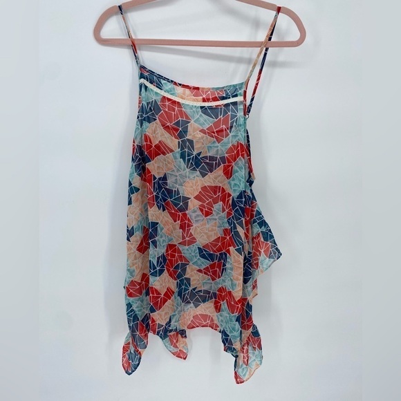 BCBGeneration sheer multicolored see through baggy loose fit tank top large - Picture 7 of 12